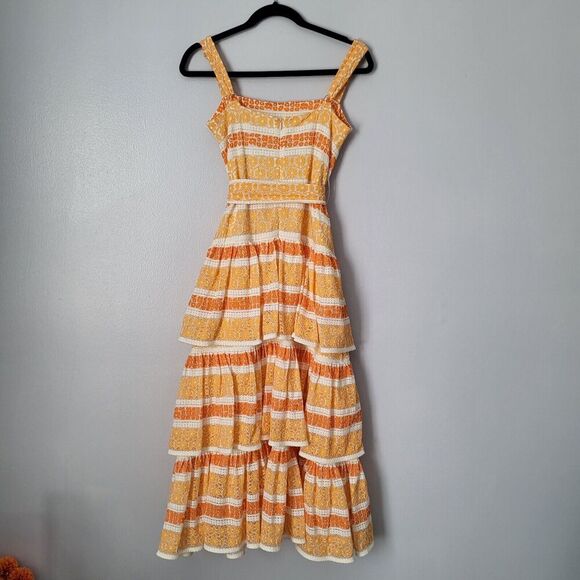 ZIMMERMANN JUDE TIERED LACE DRESS SZ Small Orange - Picture 10 of 16